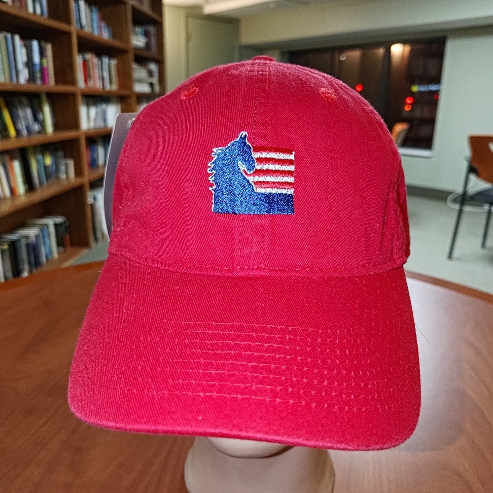 Clutch By Vantage Embroidered Horse Head Silhouette US Flag Strapback Hat NWT